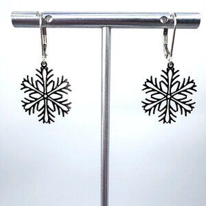 VTG Sterling Silver 925 Snowflake Design Dangle Earrings Size 1.5" Length